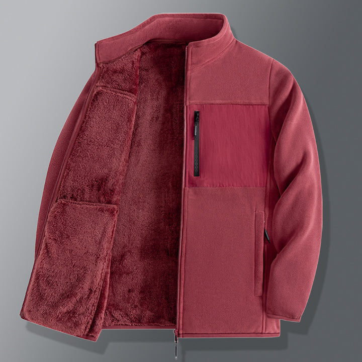 Herren funktionale Thermo-Fleecejacke mit weichem Teddyinnenfutter, Brustreißverschlusstasche und Zweiwege-Reißverschluss Drune