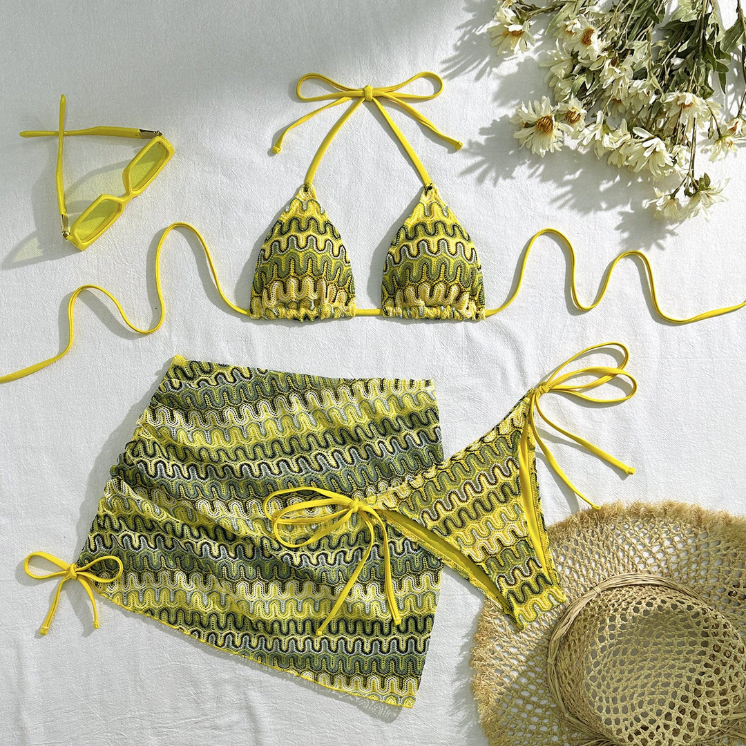 Damen Triangel-Bikini-Set mit verspieltem Wickelrock Drune