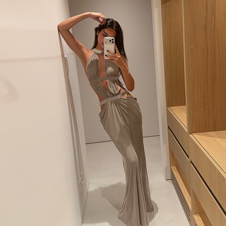 Damen elegantes Wickelkleid mit tiefem V-Ausschnitt und modischen Drapierungen Drune