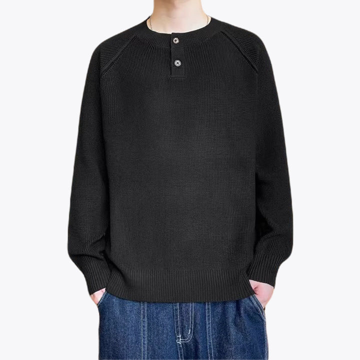 Herren Grobstrickpullover mit Knopfdetails Drune