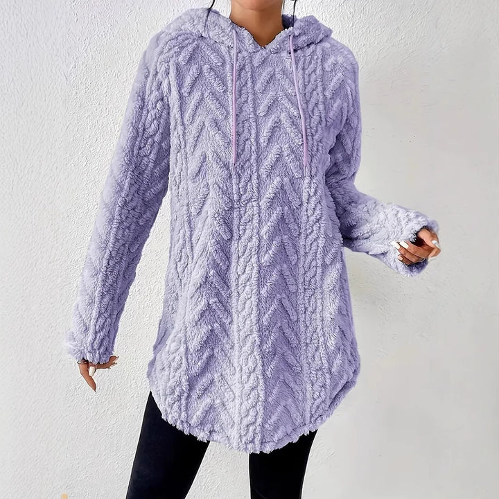 Damen kuschelige Fleece-Hoodiejacke mit strukturiertem Rippdesign Drune