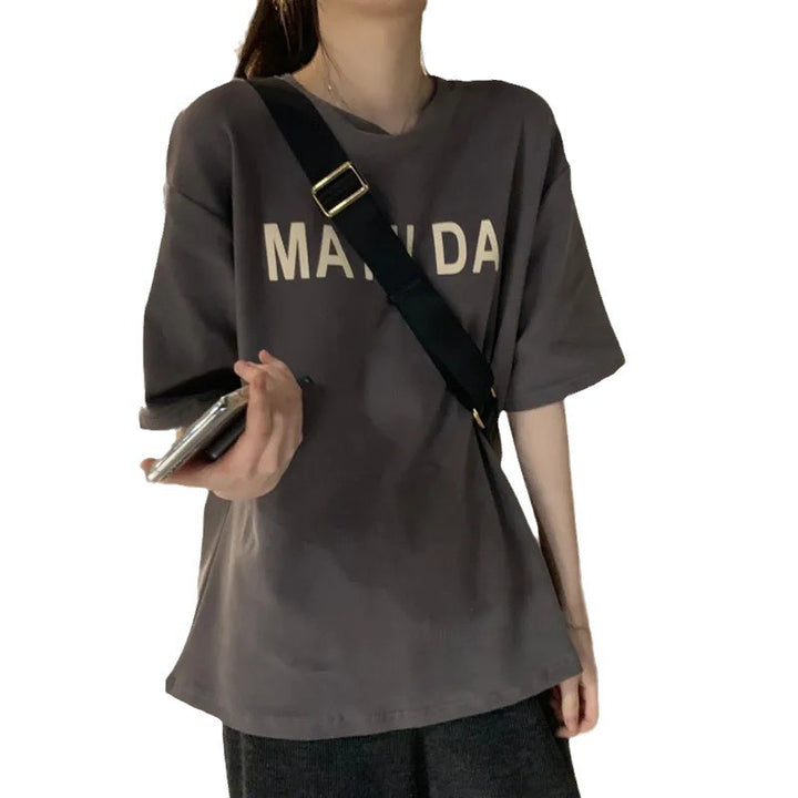 Damen Komfortables T-Shirt mit auffälligem Schriftzug Drune