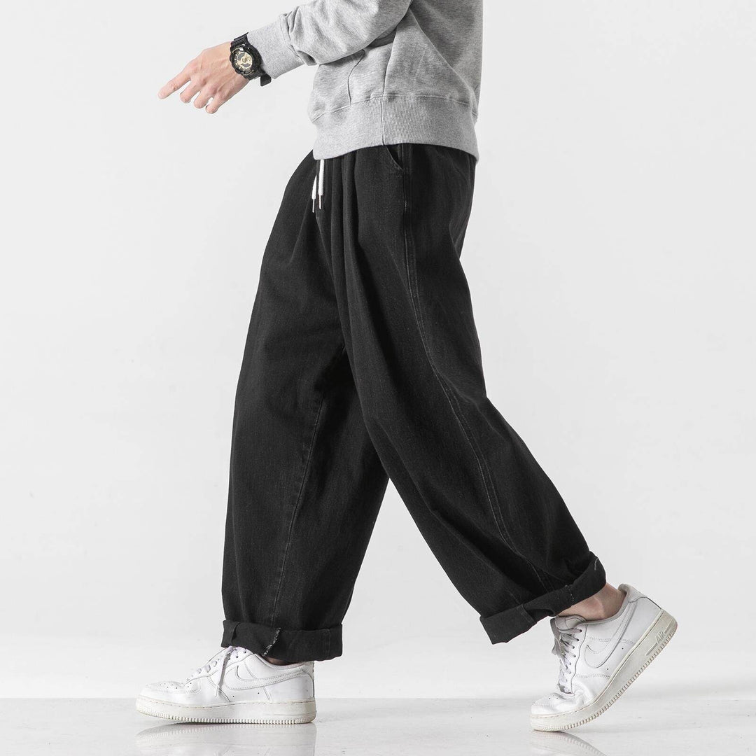 Herren Extraweite Baggy-Hose mit Tunnelzugbund und umgeschlagenem Saum Drune