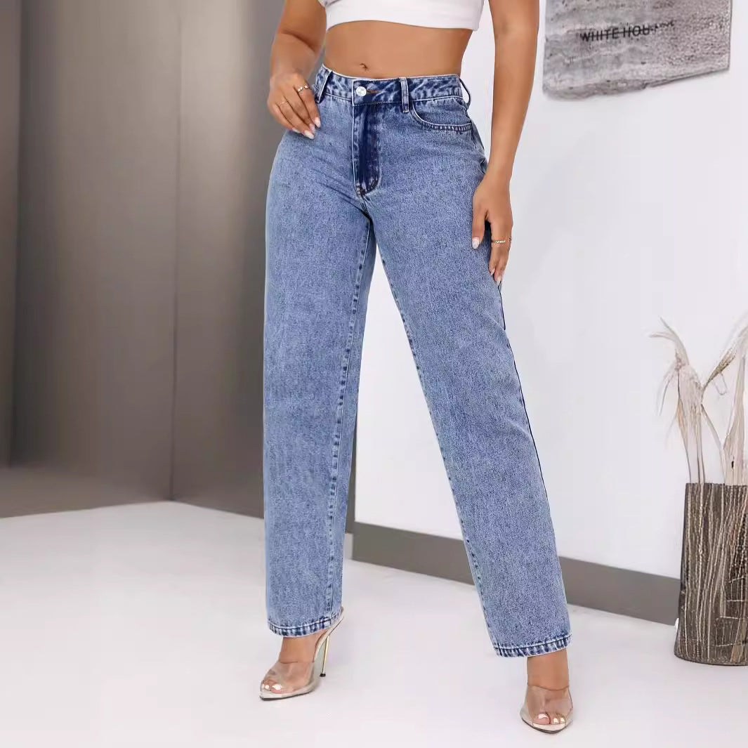 Damen High-Waisted Jeans mit weitem Bein Drune