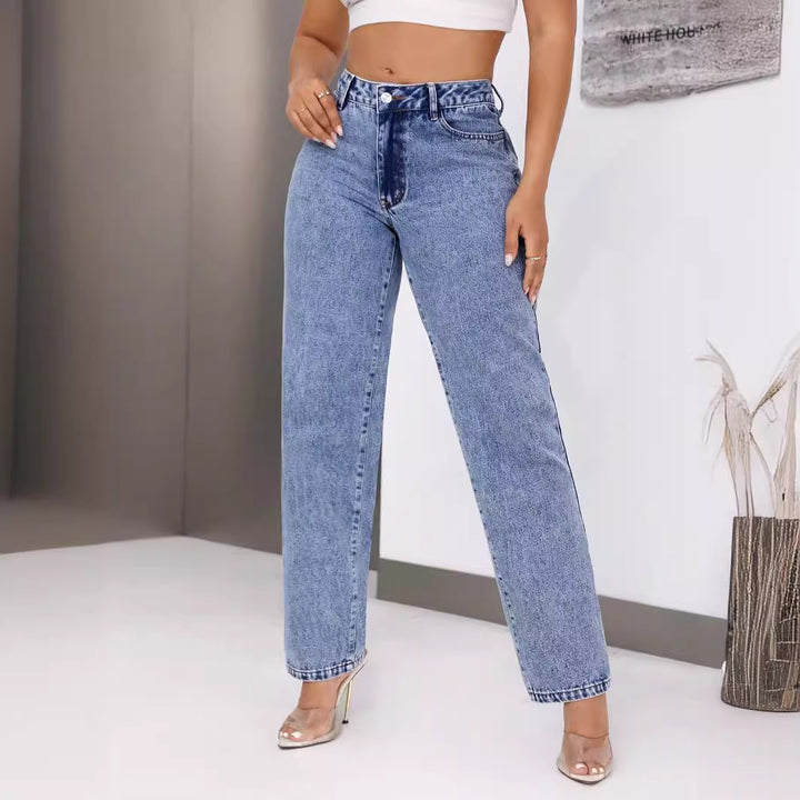 Damen High-Waisted Jeans mit weitem Bein Drune