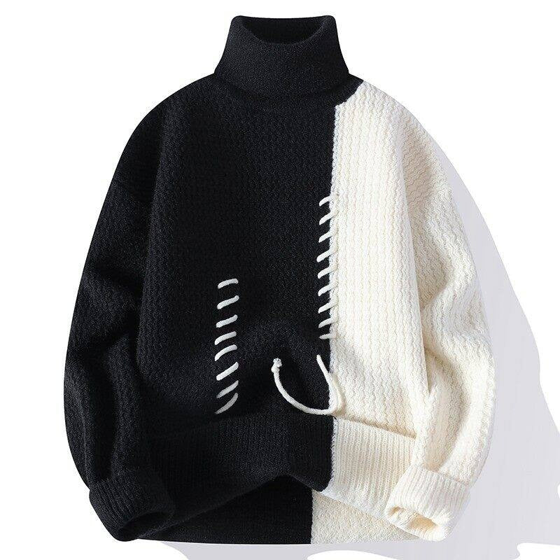 Unisex nan strukturierter Oversize-Strickpullover mit Zopfmuster und dekorativer Steppnaht Drune