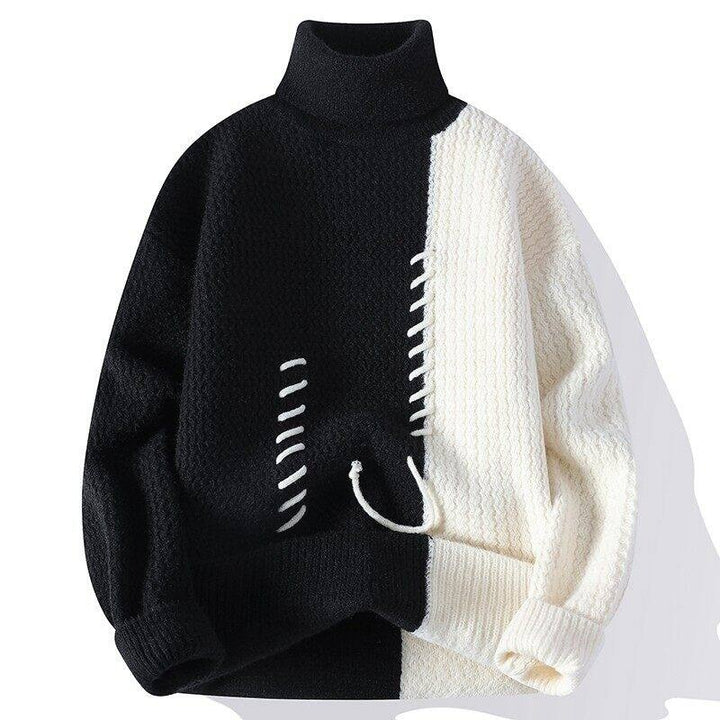 Unisex nan strukturierter Oversize-Strickpullover mit Zopfmuster und dekorativer Steppnaht Drune