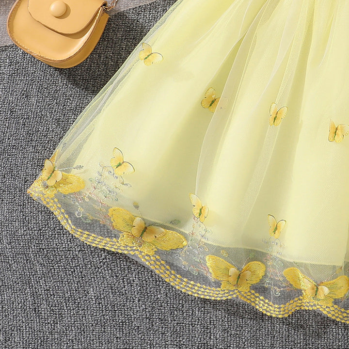 Mädchen Tüllkleid mit Schmetterlingsmuster und Rüschen Drune