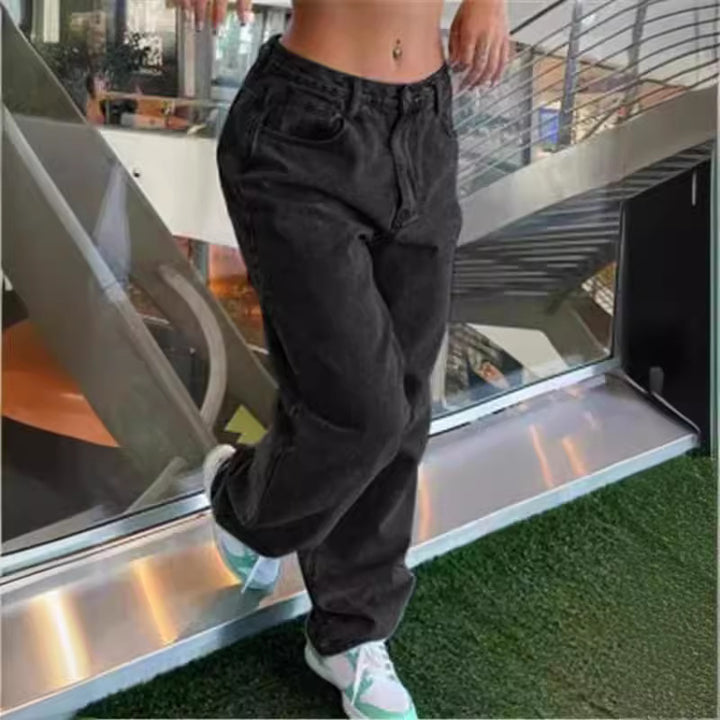 Damen nan relaxed-fit Baggy-Jeans mit hoher Taille und tiefem Schritt Drune