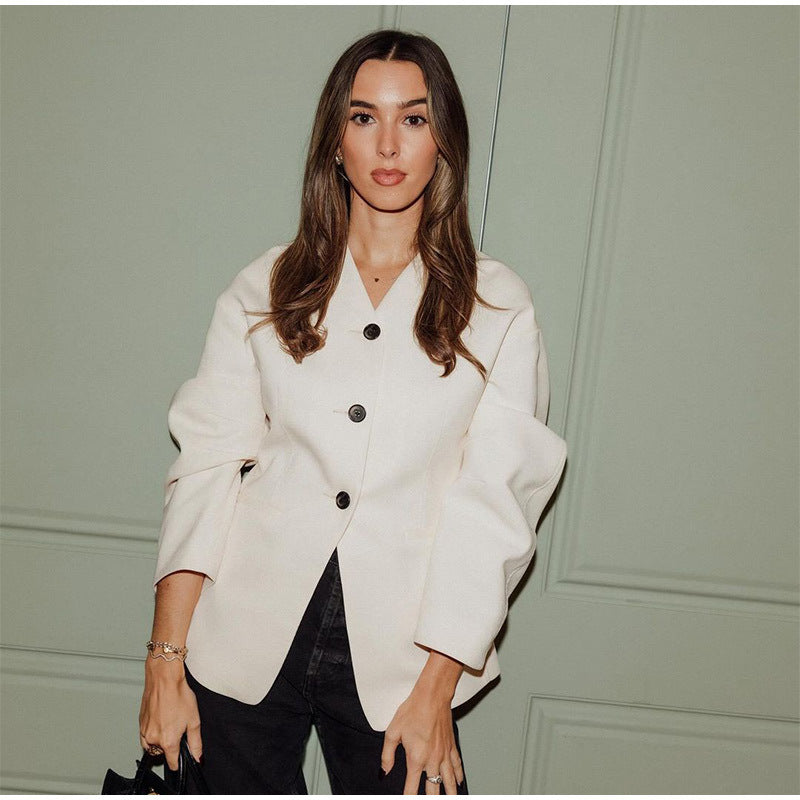 Damen modischer Blazer mit voluminösen Ärmeln Drune