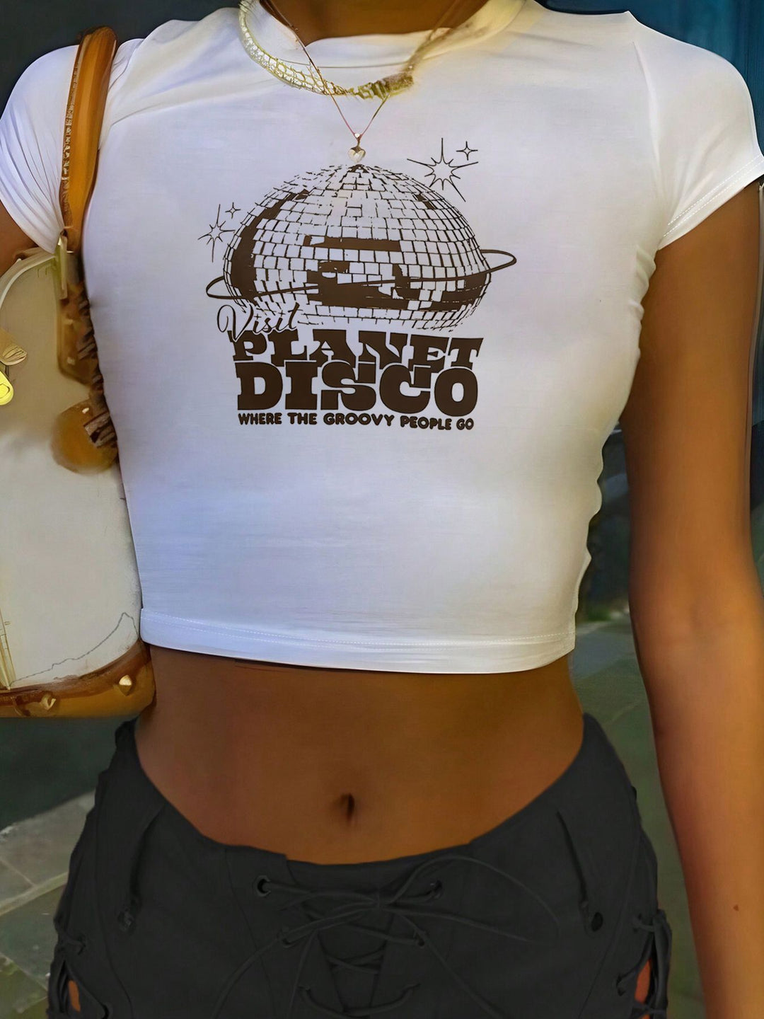 Damen Kurzarm T-Shirt mit auffälligem Motorrad-Design Drune