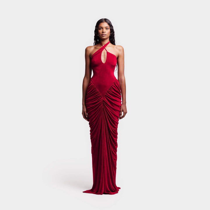 Damen Elegantes Maxikleid mit raffiniertem Rüschen-Design Drune