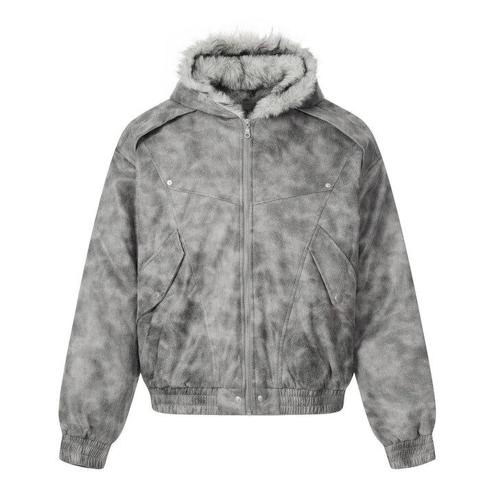 Damen Kurzblouson im Vintage‑Wildlederlook mit Kapuze und Teddyfutter Drune