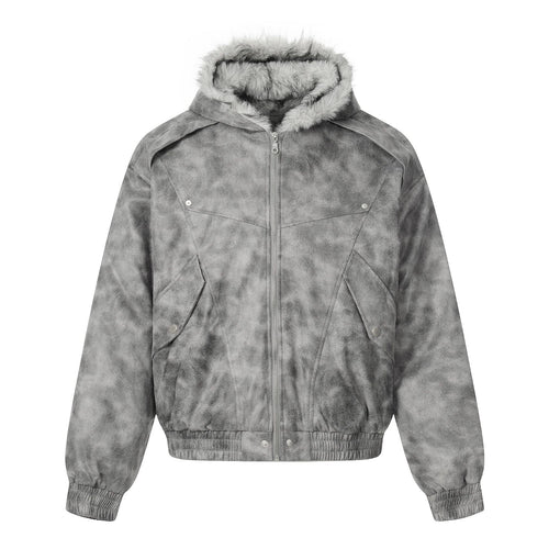 Damen Kurzblouson im Vintage‑Wildlederlook mit Kapuze und Teddyfutter Drune