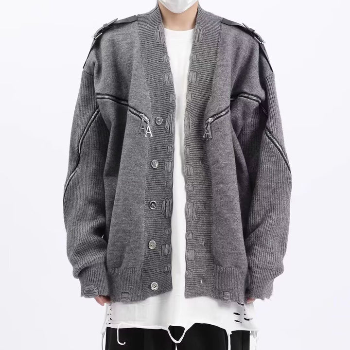 Herren Modische Strickjacke mit einzigartigem Design und Reißverschlüssen Drune