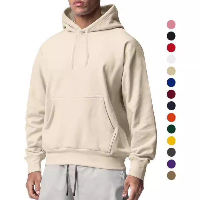 Herren nan Premium-Kapuzenpullover mit Kängurutasche, innen angerautem Fleece, verstärkter Nackennaht und geripptem Saum Drune