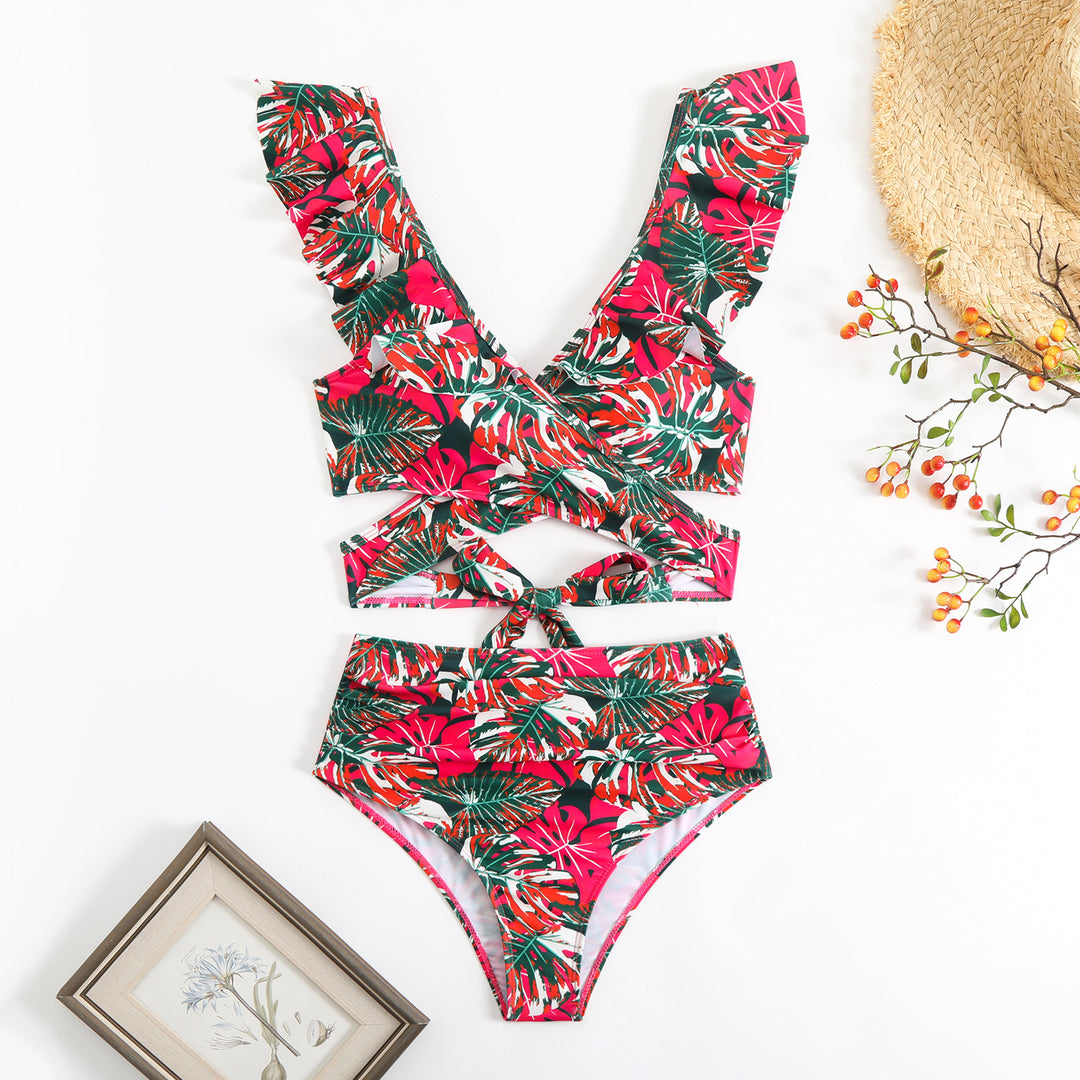 Damen Stilvolles Wickel-Bikini-Set mit Rüschendetails Drune