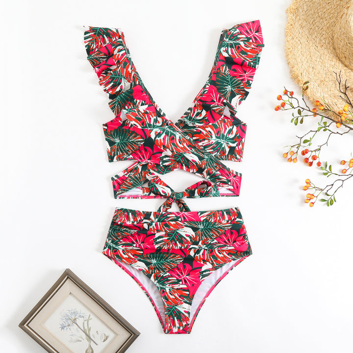 Damen Stilvolles Wickel-Bikini-Set mit Rüschendetails Drune