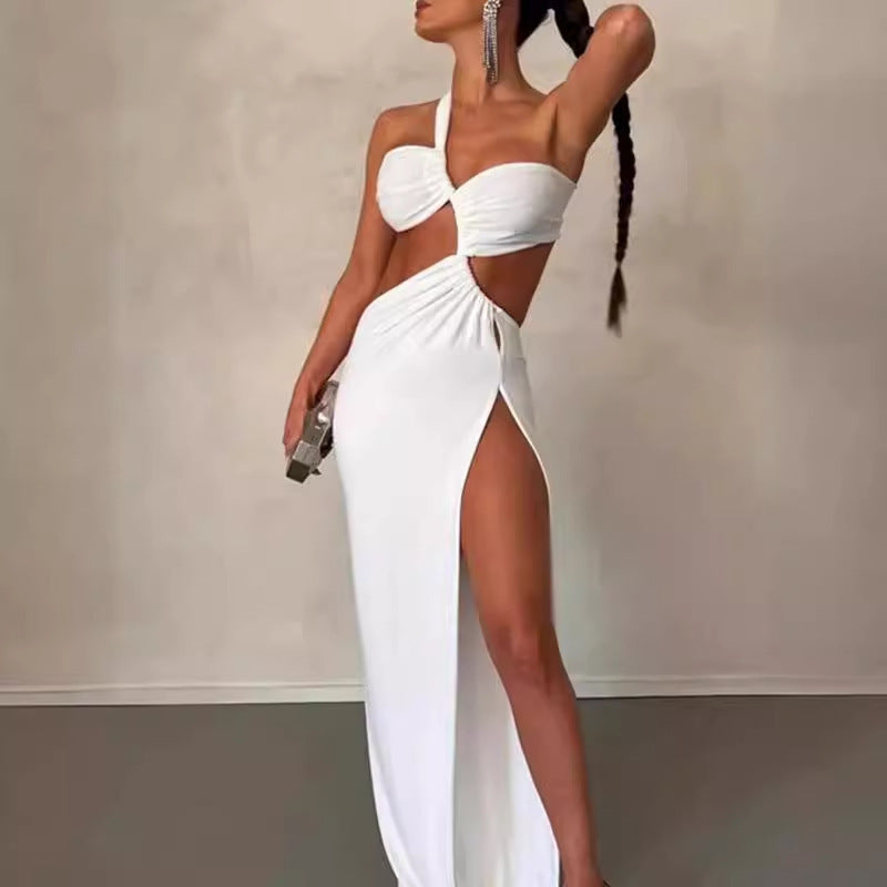 Damen Couture Maxikleid mit asymmetrischem Design und eleganter Drapierung Drune