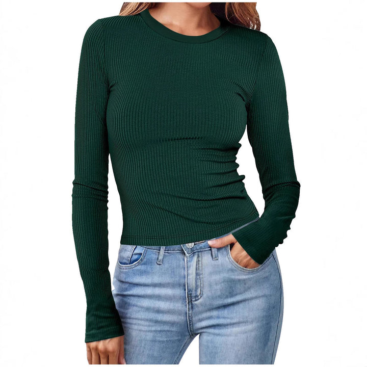 Damen figurbetontes Langarmshirt mit Rippstruktur Drune
