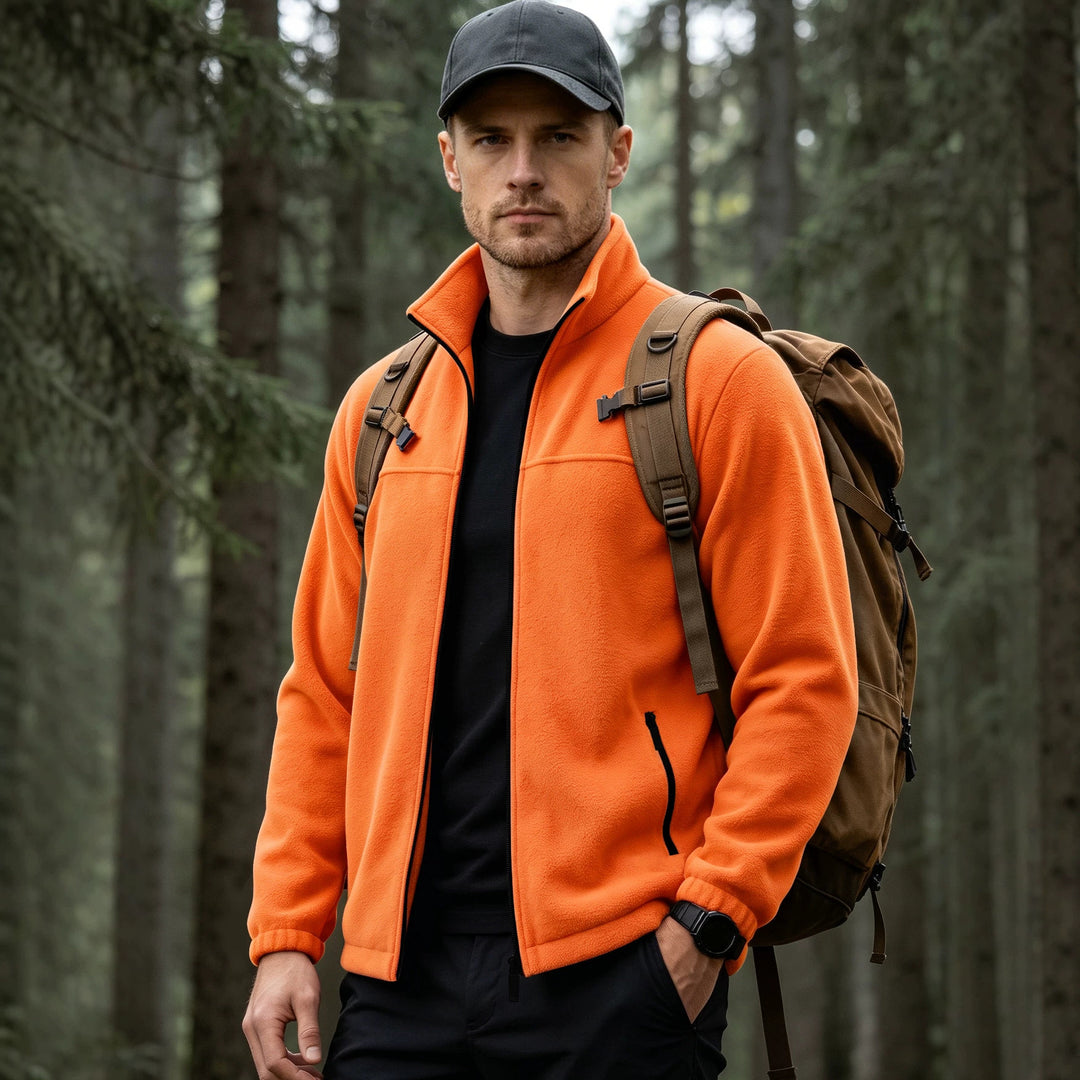 Herren Leichte Outdoor-Fleecejacke mit Stehkragen und Reißverschlusstaschen Drune