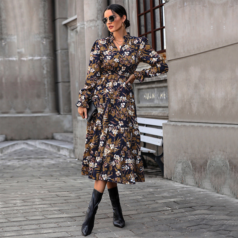 Damen Blumiges Maxikleid mit Rüschendetails Drune