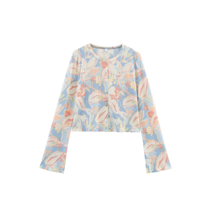 Damen Baumwollcardigan mit floralem Muster Drune