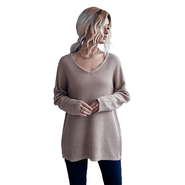 Damen Oversize Waffelstrick-Pullover mit One-Shoulder-Schnitt und lässigem Saum Drune