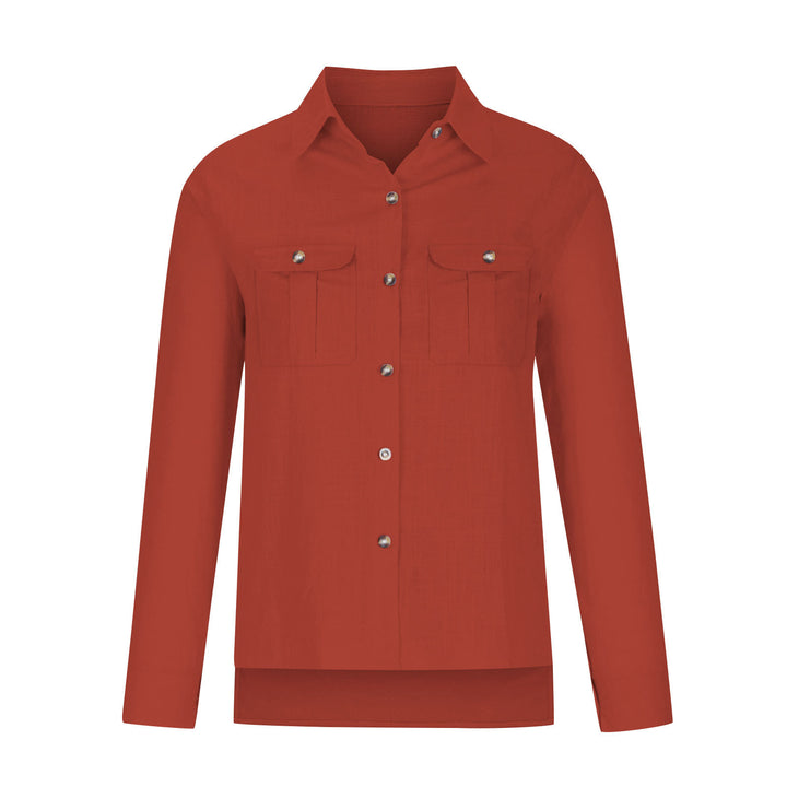 Damen Leichte Oversize-Hemdbluse aus Baumwollmischung mit Brusttaschen Drune