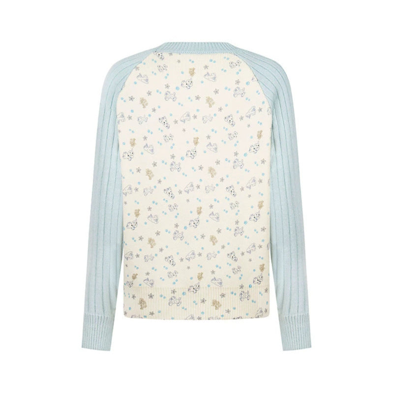 Damen Feinstrick-Pullover mit Applikations-Statement, gerippten Raglanärmeln und Mini-Print Drune