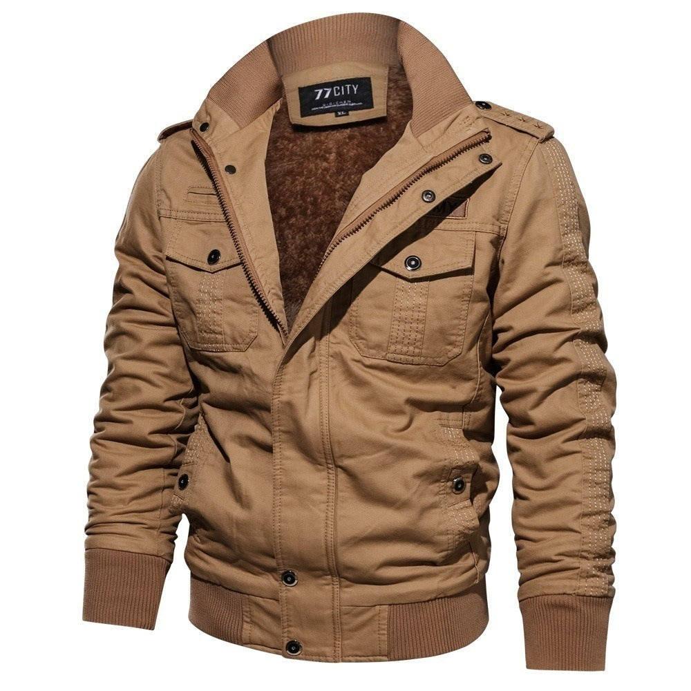 Herren nan militärisch inspiriertes Bomber-Fieldjacke mit Epauletten, verdecktem Reißverschluss und Klappbrusttaschen Drune