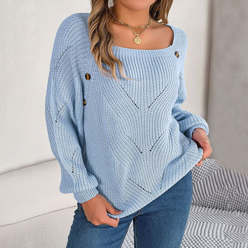 Drune | Bequemer Einfarbiger Strickpullover Für Freizeit