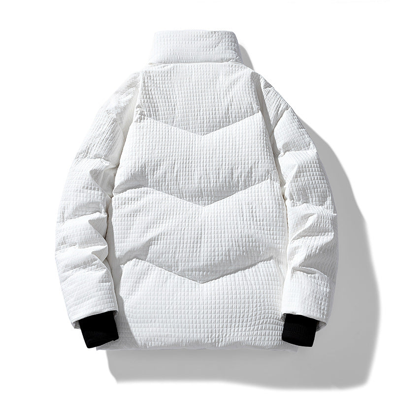 Herren gesteppte wendbare Winterjacke mit Stehkragen und Hahnentrittmuster-Futter Drune