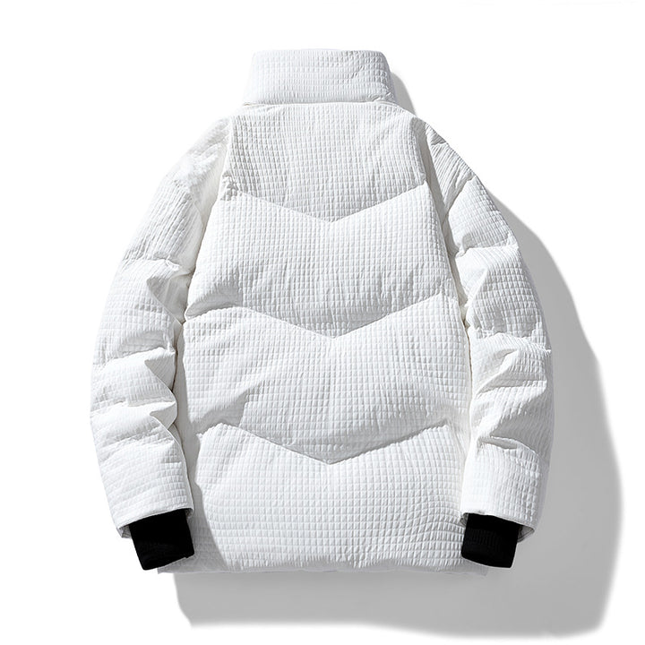 Herren gesteppte wendbare Winterjacke mit Stehkragen und Hahnentrittmuster-Futter Drune