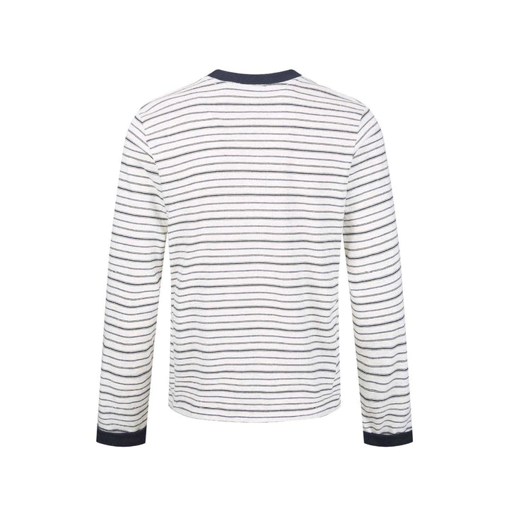 Herren Gestreiftes Langarmshirt aus Baumwollmix mit geripptem Rundhals Drune