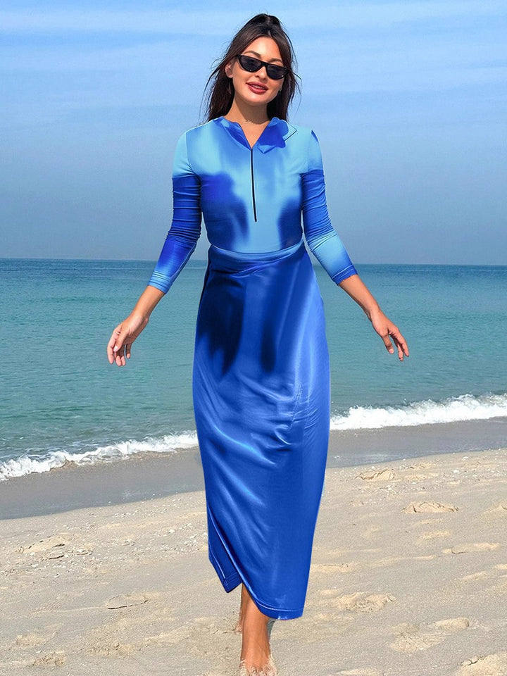 Damen Sportliches Strandkleid mit langen Ärmeln Drune