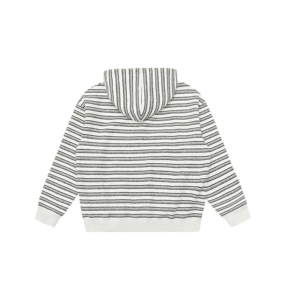 Unisex Gestreiftes Kapuzensweatshirt mit halbem Reißverschluss und Kängurutasche Drune