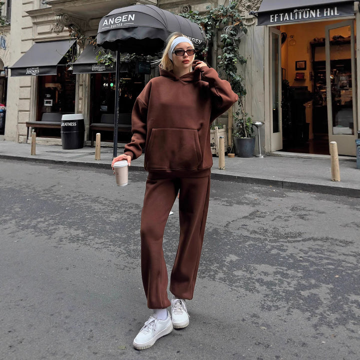 Damen lässiger Oversized Hoodie und weite Hose Set Drune