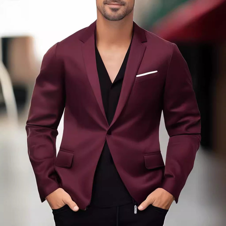 Herren eleganter und stilvoller Blazer mit farblich abgesetztem Revers Drune
