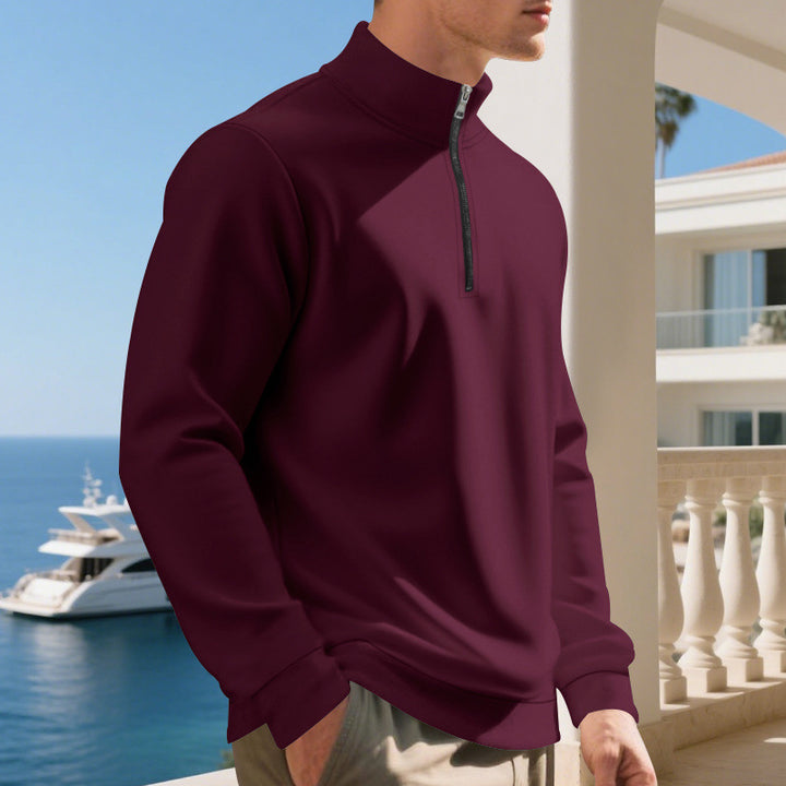 Herren sportlicher Pullover mit halbem Reißverschluss und atmungsaktiver Struktur Drune