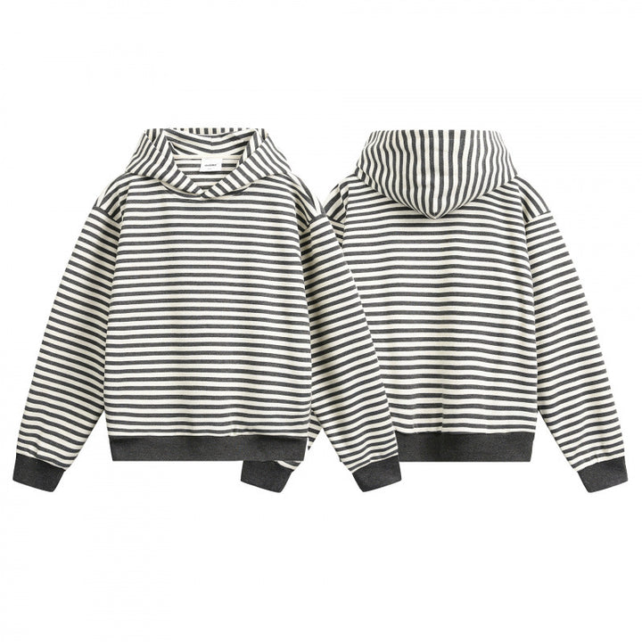 Unisex Gestreifter Oversize-Hoodie aus Baumwoll-Mix mit Rippbündchen Drune