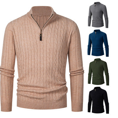Herren Feiner Zopfstrick‑Halbzip‑Mockneck‑Pullover Drune
