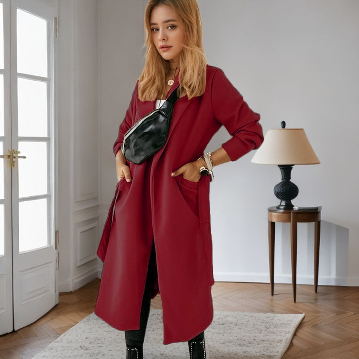 Damen modischer Longblazer mit praktischem Taschen Drune