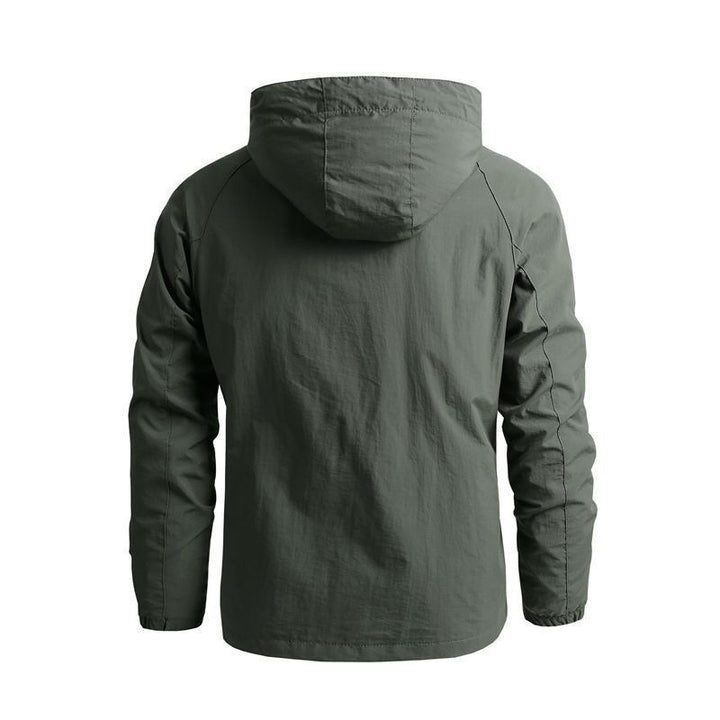 Herren Leichte Canvas-Utilityjacke mit Kapuze, winddichter Oberfläche und Brusttasche Drune