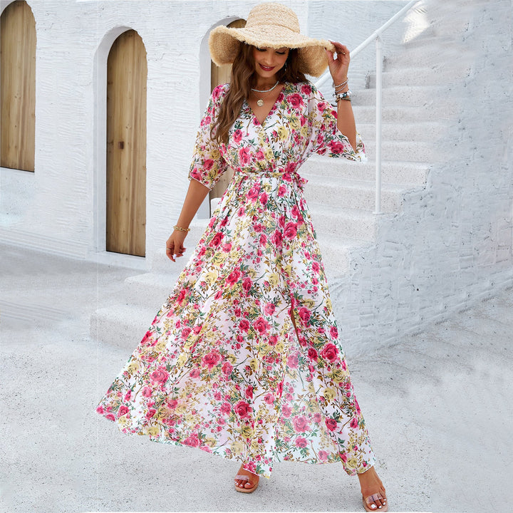 Drune | Elegantes Bedrucktes Taillen-Sammelkleid