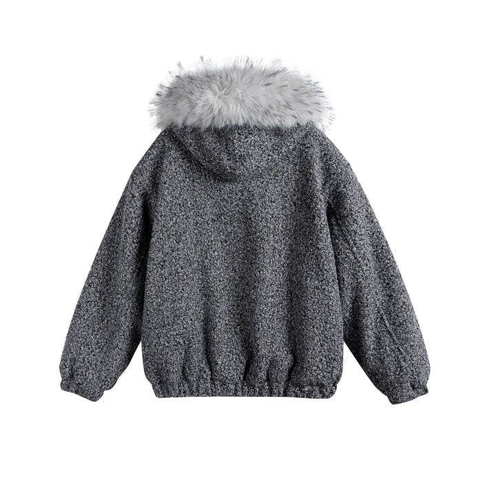 Damen Bouclé-Blousonjacke mit voluminösem Faux-Fur-Kragen und Thermofutter Drune