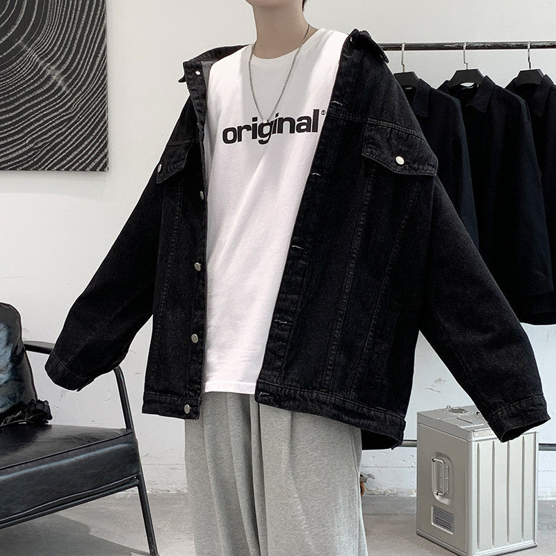 Herren Lässige Denimjacke mit Kapuze Drune 1788342483