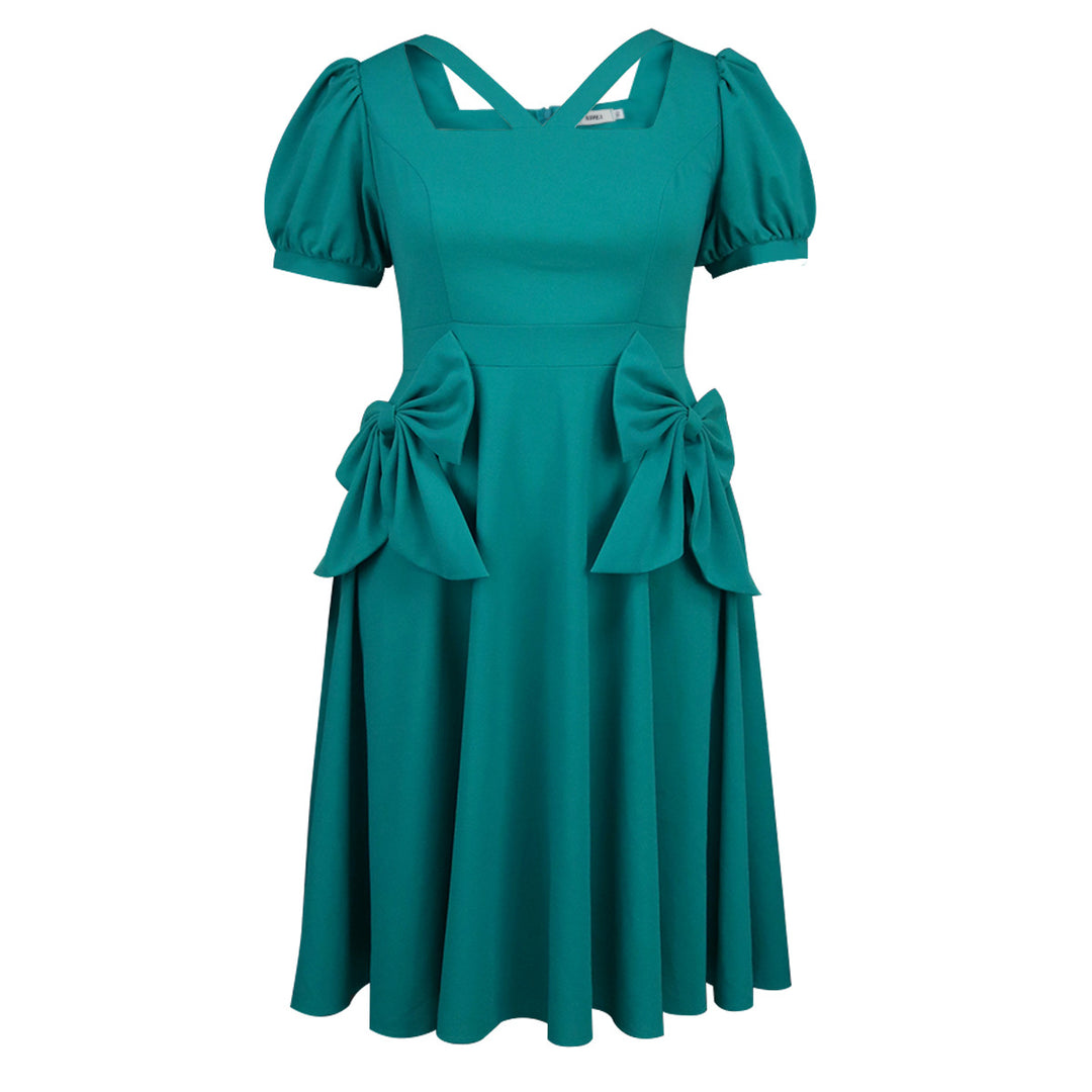 Damen Komfortables Kleid mit voluminösen Schleifen-Details Drune