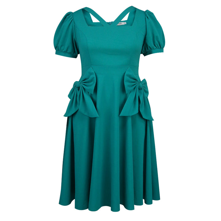 Damen Komfortables Kleid mit voluminösen Schleifen-Details Drune
