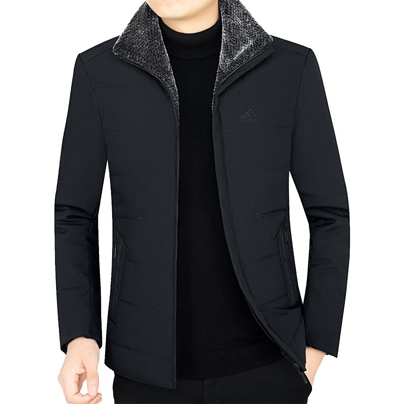 Herren Thermo-Stehkragenjacke mit weichem Teddyfutter und Reißverschlusstaschen Drune